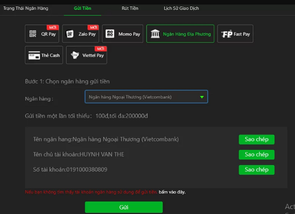 Quy trình nạp tiền Raybet chi tiết nhất Quy trình nạp tiền Raybet chi tiết nhất